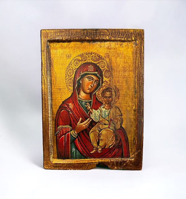 Icona Madonna dal manto rosso con bambino