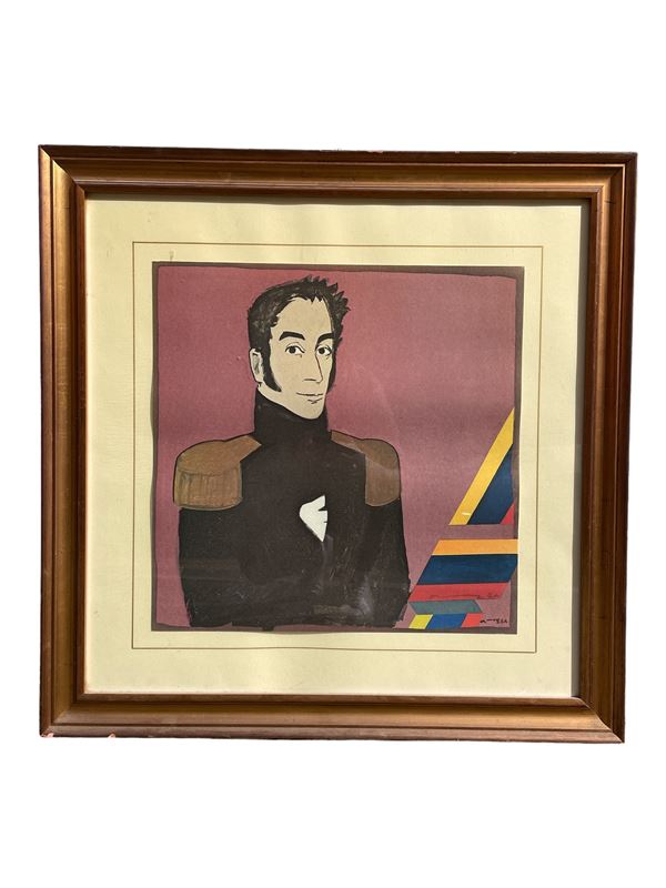 Jos&#233; Ortega : Simon Bolivar  - Serigrafia su cartoncino pesante - Auction Pittura e arti decorative del XX secolo - DAMS Casa d'Aste