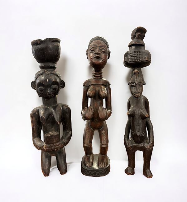 Lotto di 3 sculture africane