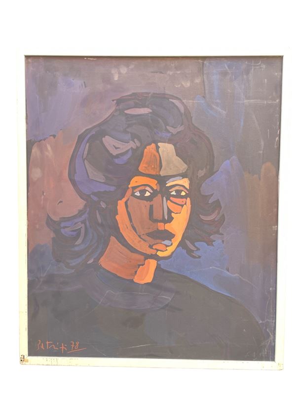 Volto femminile  (1978)  - olio su tavola - Auction Opere provenienti dall'Accademia Internazionale di Arte Moderna (AIAM) - Web Only - DAMS Casa d'Aste