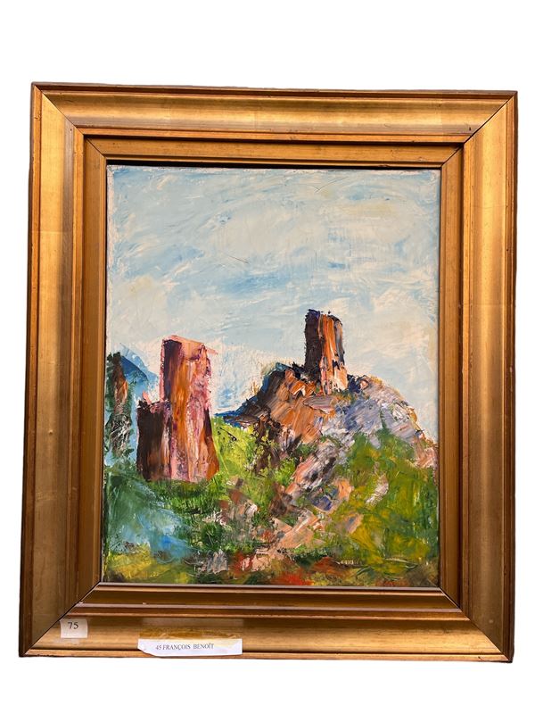 Fran&#231;ois Benoit : Paesaggio   - olio su tela - Auction Opere provenienti dall'Accademia Internazionale di Arte Moderna (AIAM) - Web Only - DAMS Casa d'Aste