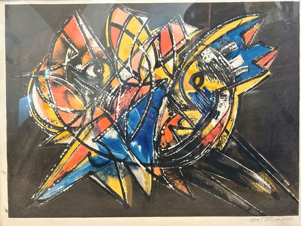 Umberto Mastroianni : Senza titolo  - litografia a colori - Auction Opere provenienti dall'Accademia Internazionale di Arte Moderna (AIAM) - Web Only - DAMS Casa d'Aste