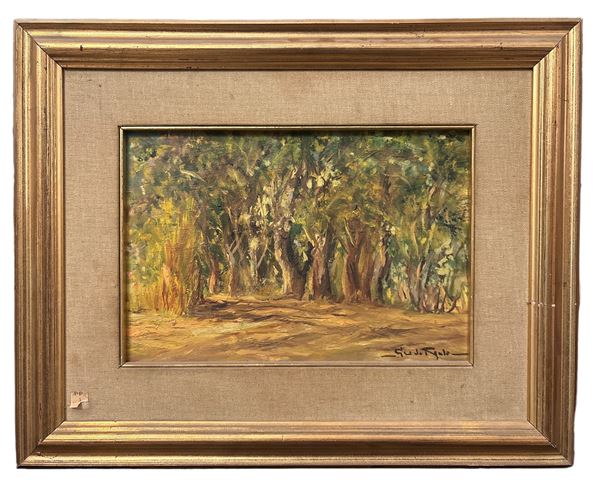 Paesaggio   (fine XX secolo)  - olio su compensato - Auction Opere provenienti dall'Accademia Internazionale di Arte Moderna (AIAM) - Web Only - DAMS Casa d'Aste