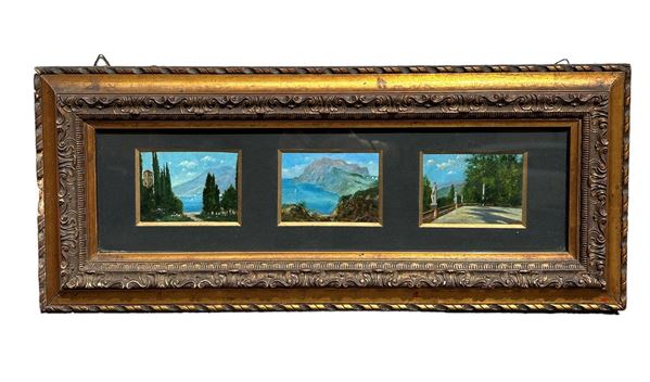 Three miniatures with lake views