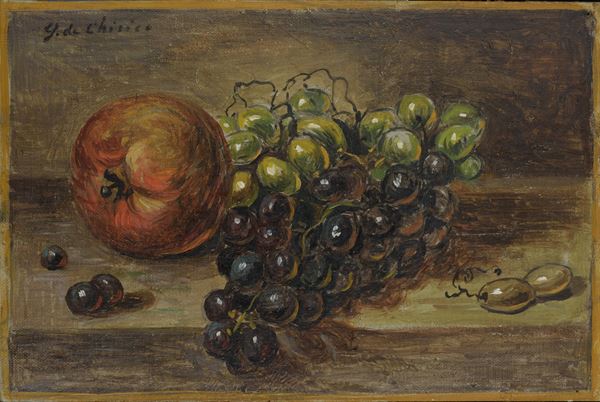 Giorgio De Chirico - Vita silente di frutta sopra un tavolo