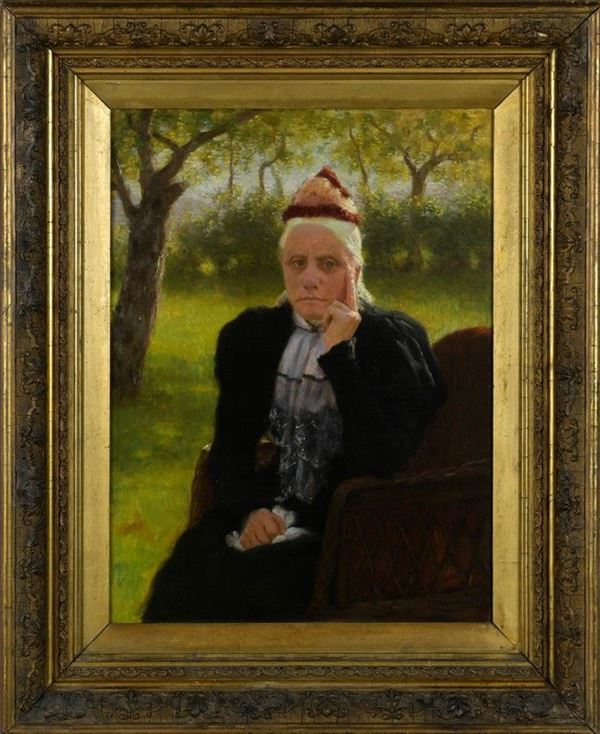 Thomas Fred. Mason Shead - Portrait of an old woman in the park