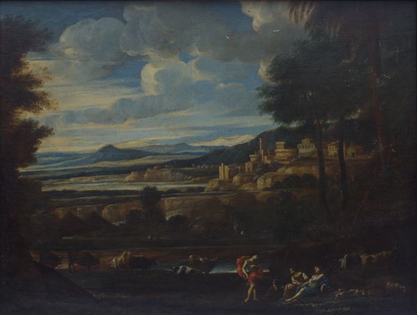 Gaspard Dughet - Paesaggio con scena arcadica