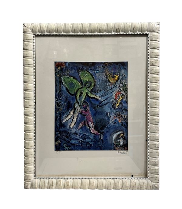 Marc Chagall : La lotta di Giacobbe con l'angelo  (1986)  - litografia fototipica - Asta Opere provenienti dall'Accademia Internazionale di Arte Moderna (AIAM) - Web Only - DAMS Casa d'Aste