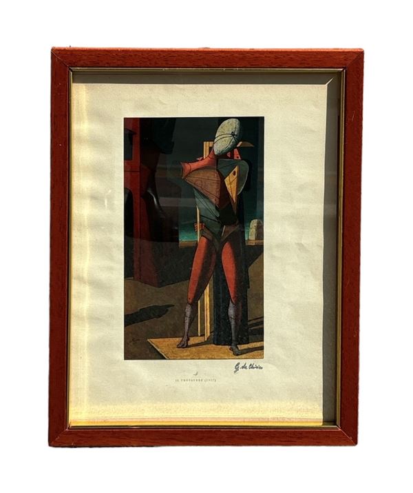 Giorgio De Chirico : Il Trovatore  (1944)  - zincografia policroma - Asta Opere provenienti dall'Accademia Internazionale di Arte Moderna (AIAM) - Web Only - DAMS Casa d'Aste