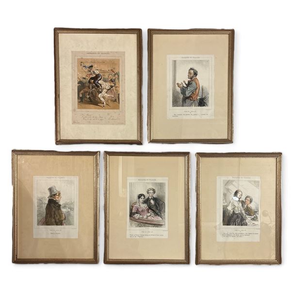 Alfred L&#233;on Lemercier : Serie di cinque litografie tratte da "Masques et viasges"  - litografia - Auction Summer sale - DAMS Casa d'Aste