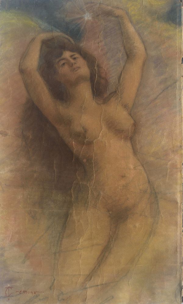 Tranquillo Cremona : Nudo femminile  - carboncino e pastello su carta - Auction Art Décor - Roman Collections - DAMS Casa d'Aste