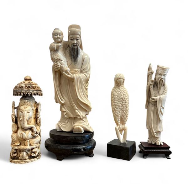 Lotto di 4 sculture orientali  (Giappone, XIX - XX secolo)  - Auction Art Décor - Roman Collections - DAMS Casa d'Aste