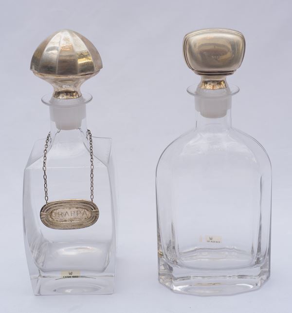 CESA 1882 - Due decantar porta liquore con tappo in argento 800