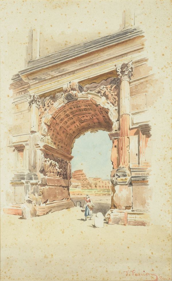 Arco di Costantino su sfondo Colosseo