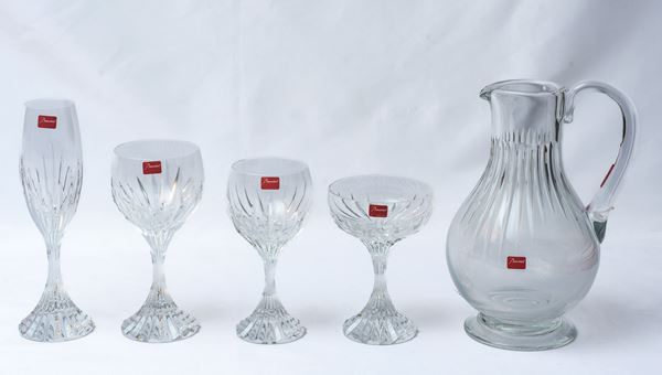 Baccarat - Servizio di bicchieri con caraffa, mod. Massena. 49 pezzi 