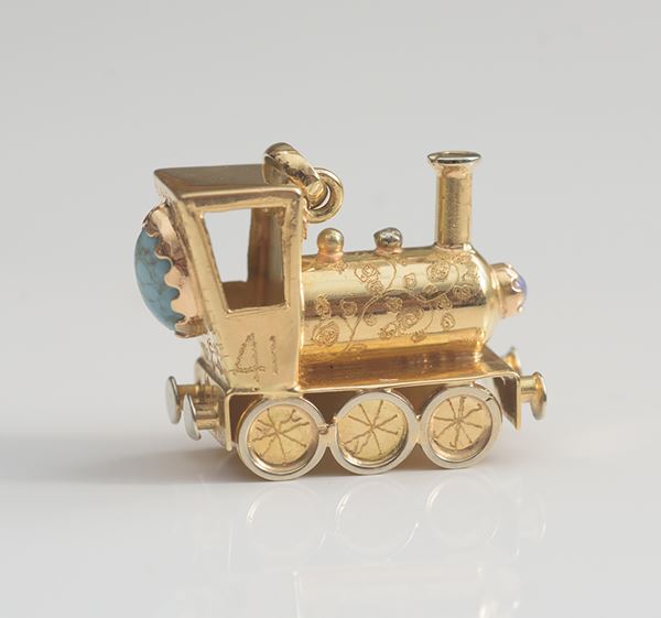 Ciondolo locomotiva in oro 18k