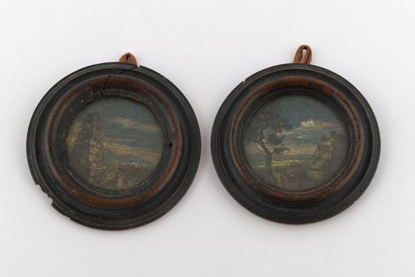 Pair of miniatures with landscapes