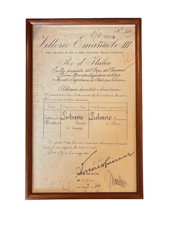 Documento firmato Vittorio Emanuele III