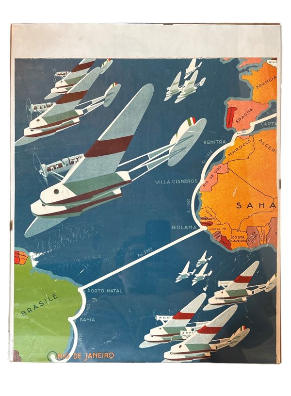 Poster Trasvolata atlantica  (Anni '30)  - Asta Numismatica, Medaglistica e Memorabilia - DAMS Casa d'Aste