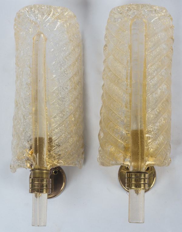 Barovier &amp; Toso - Coppia di appliques a forma di foglia di palma