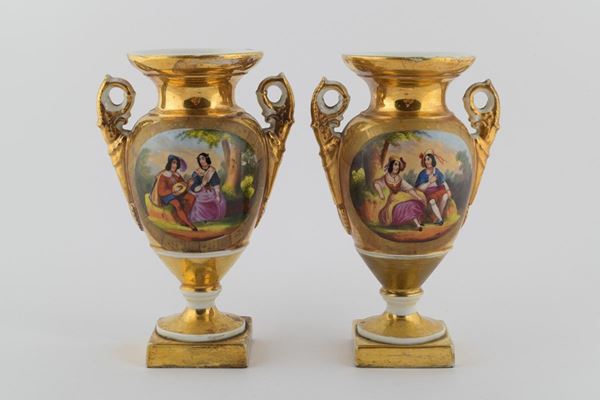 Pair of porcelain baluster shaped vases