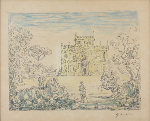 Giorgio De Chirico - Antichi cavalieri e villa