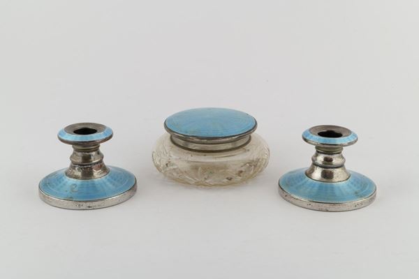 Pair of candlesticks and box