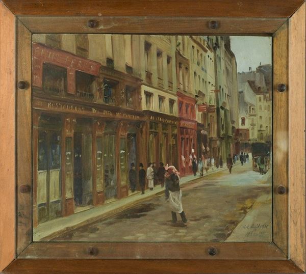 View of a Parisian street with passers-by