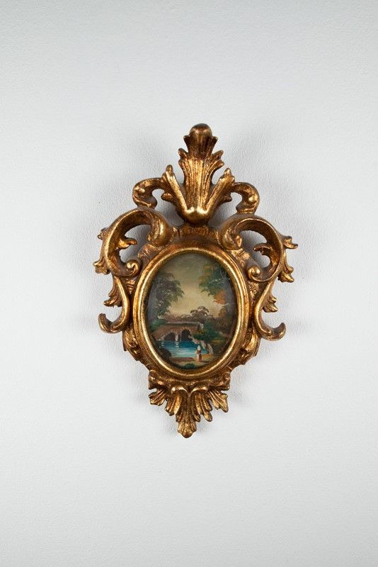 Miniature landscape glimpse  (metà XX secolo)  - oil on paper - Auction Antiques and Modern Art Auction - DAMS Casa d'Aste