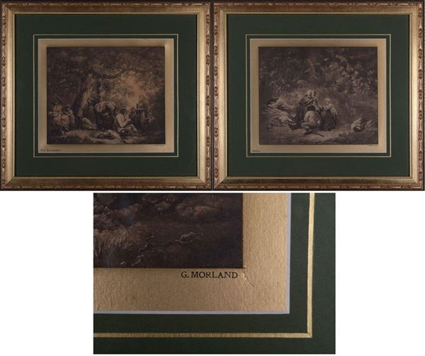 Coppia di multipli su carta "Scene di genere"  (inizio XX secolo)  - Asta Asta di Antiquariato e Arte Moderna - DAMS Casa d'Aste