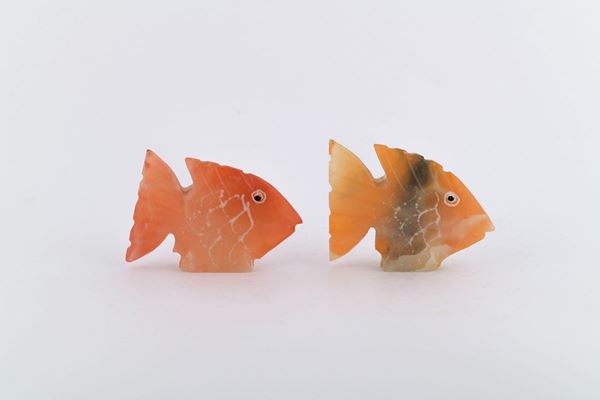Coppia di sculture pesci
