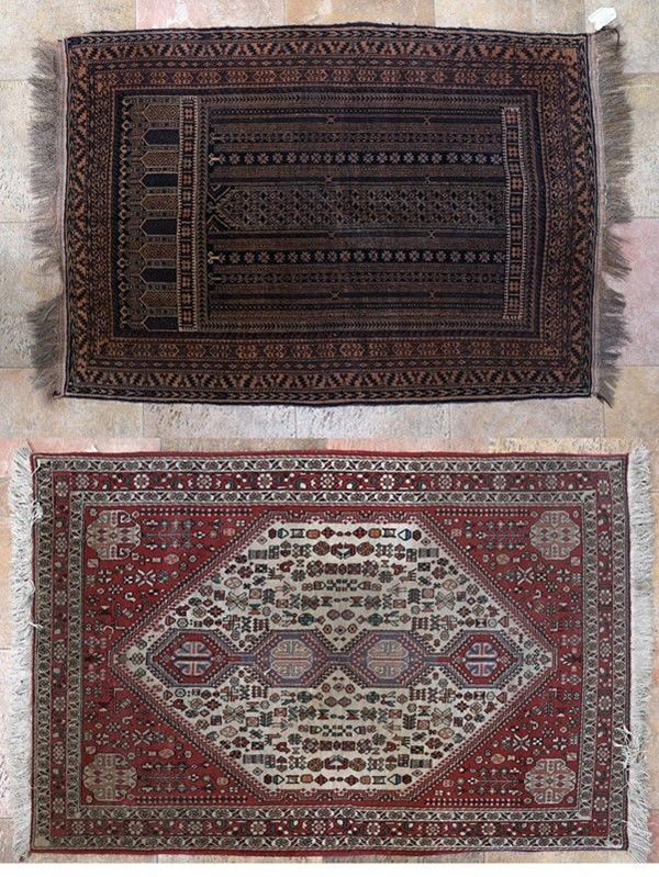 Lot of two Persian rugs wool on cotton