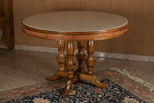 Round table with four support legs  (metà XX secolo)  - Auction Antiques and Modern Art Auction - DAMS Casa d'Aste
