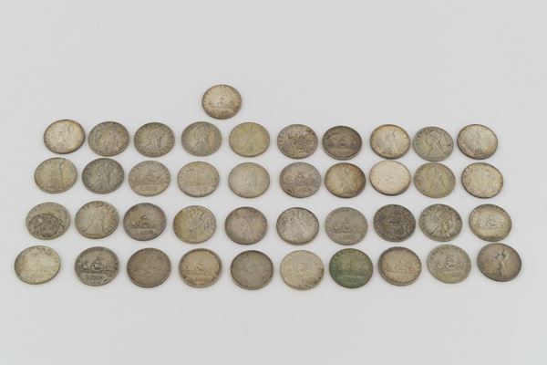 Lotto di 41 monete da 500 lire in argento 