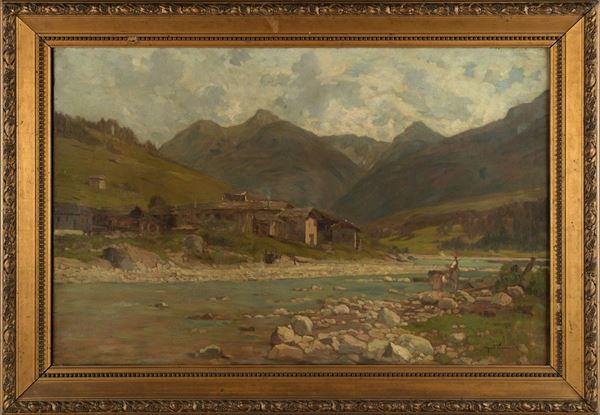 Landscape with washerwomen on the river