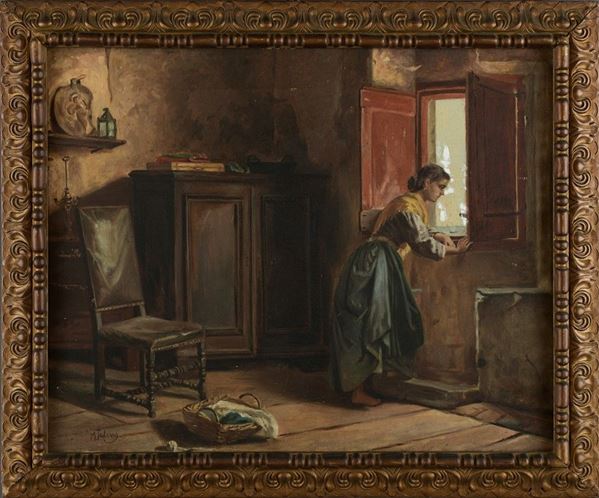 Interior with girl at the window