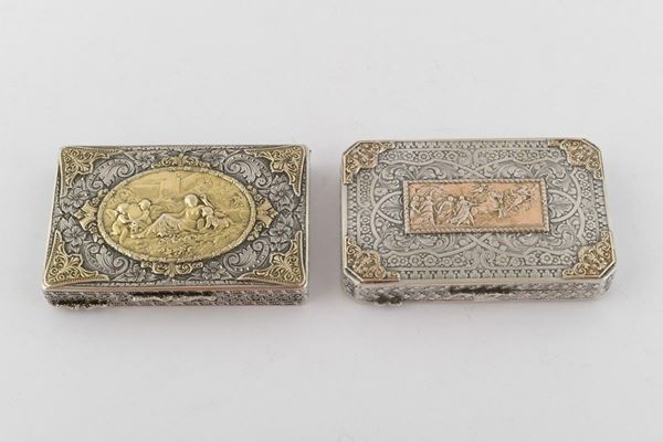 Lotto di due tabacchiere italiane in argento