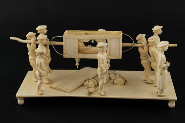 Sedan chair with ivory characters