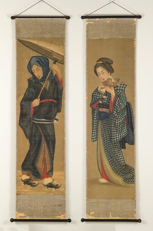 Pair of Japanese scrolls