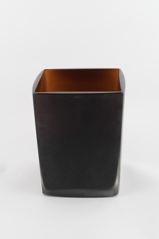 Rectangular smoked glass vase